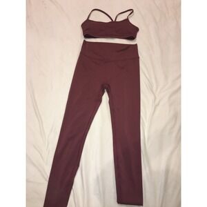 Form Womens 2 Piece Activewear Set Burgundy Sports Bra High Waisted Leggings(390